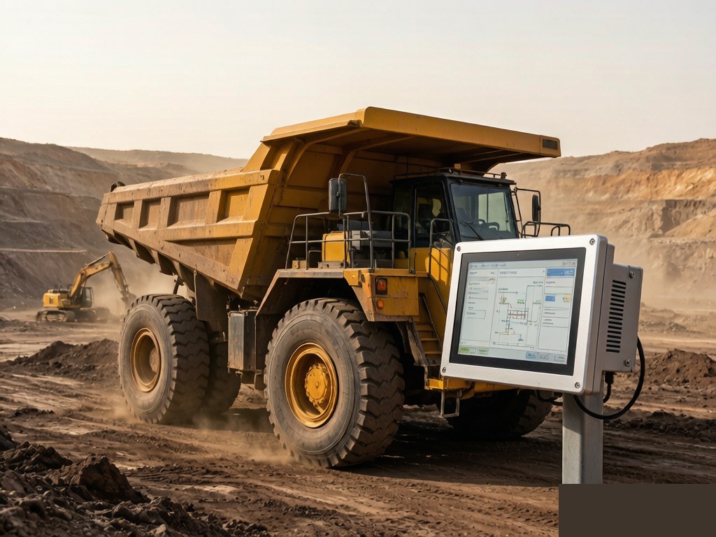 Mining haul truck with rugged industrial panel PC
